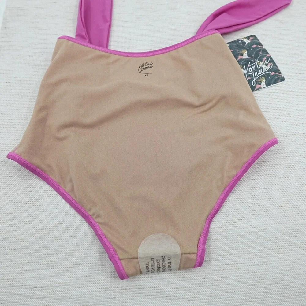 KORTNI JEANE Bikini Bottom XS‎ Purple Tie-Up Front Retro Flattering